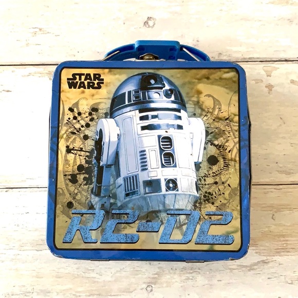 Star Wars R2-D2 Tin Lunchbox Lunch Box Carry All Storage With Handle 6x6in - Picture 1 of 2